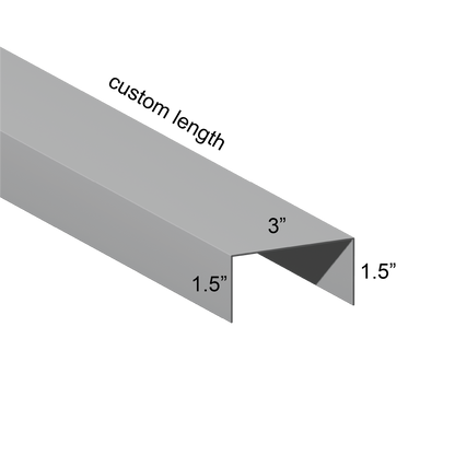 Galvanized U Channel Spec Drawing Web 3", Legs 1.5" custom length