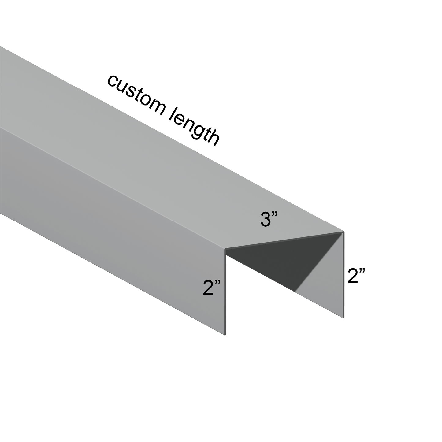 Galvanized U Channel Spec Drawing Web 3", Legs 2" custom length