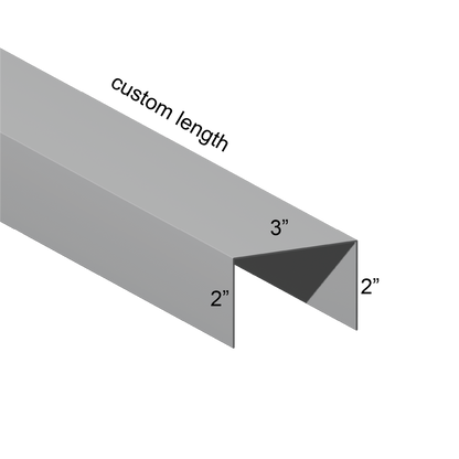 Galvanized U Channel Spec Drawing Web 3", Legs 2" custom length