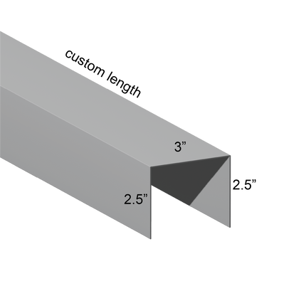 Galvanized U Channel Spec Drawing Web 3", Legs 2.5" custom length