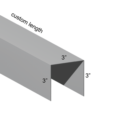 Galvanized U Channel Spec Drawing Web 3", Legs 3" custom length