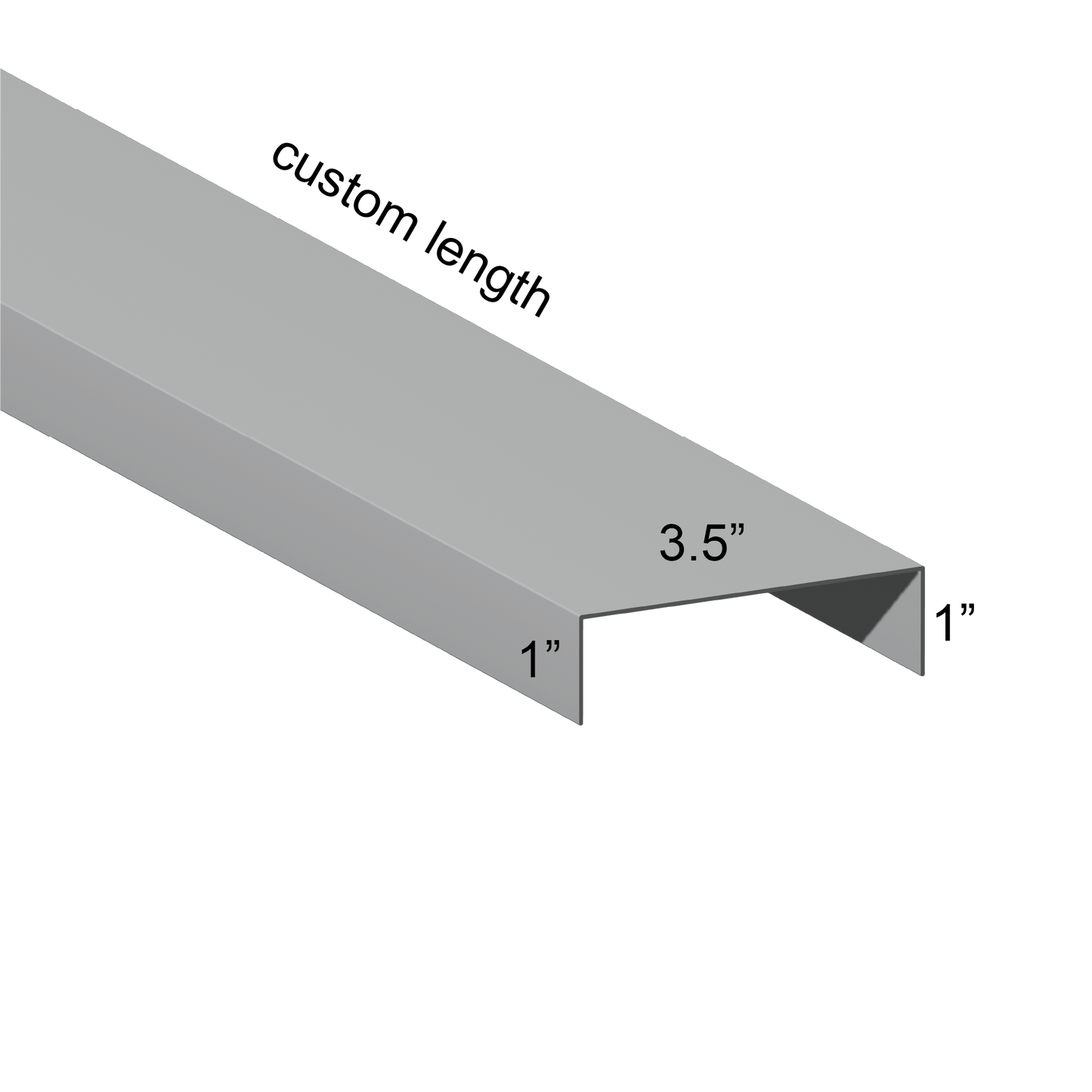 Galvanized U Channel Spec Drawing Web 3.5", Legs 1" custom length
