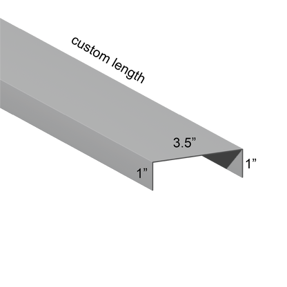 Galvanized U Channel Spec Drawing Web 3.5", Legs 1" custom length