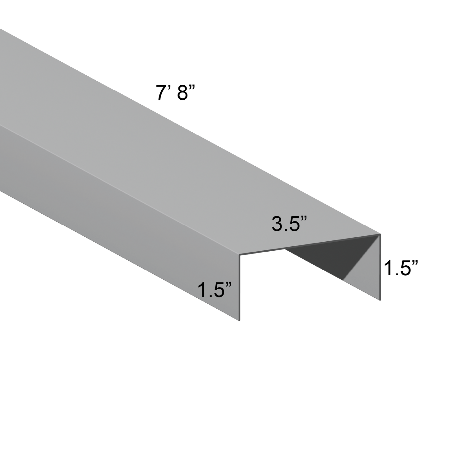 Galvanized U Channel Spec Drawing Web 3.5", Legs 1.5" 7.67ft long