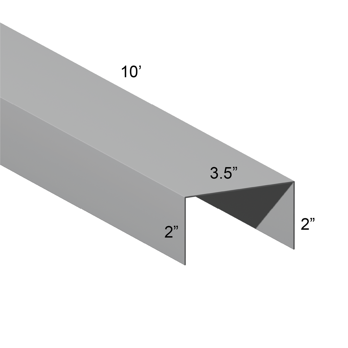 Galvanized U Channel Spec Drawing Web 3.5", Legs 2" 10ft long