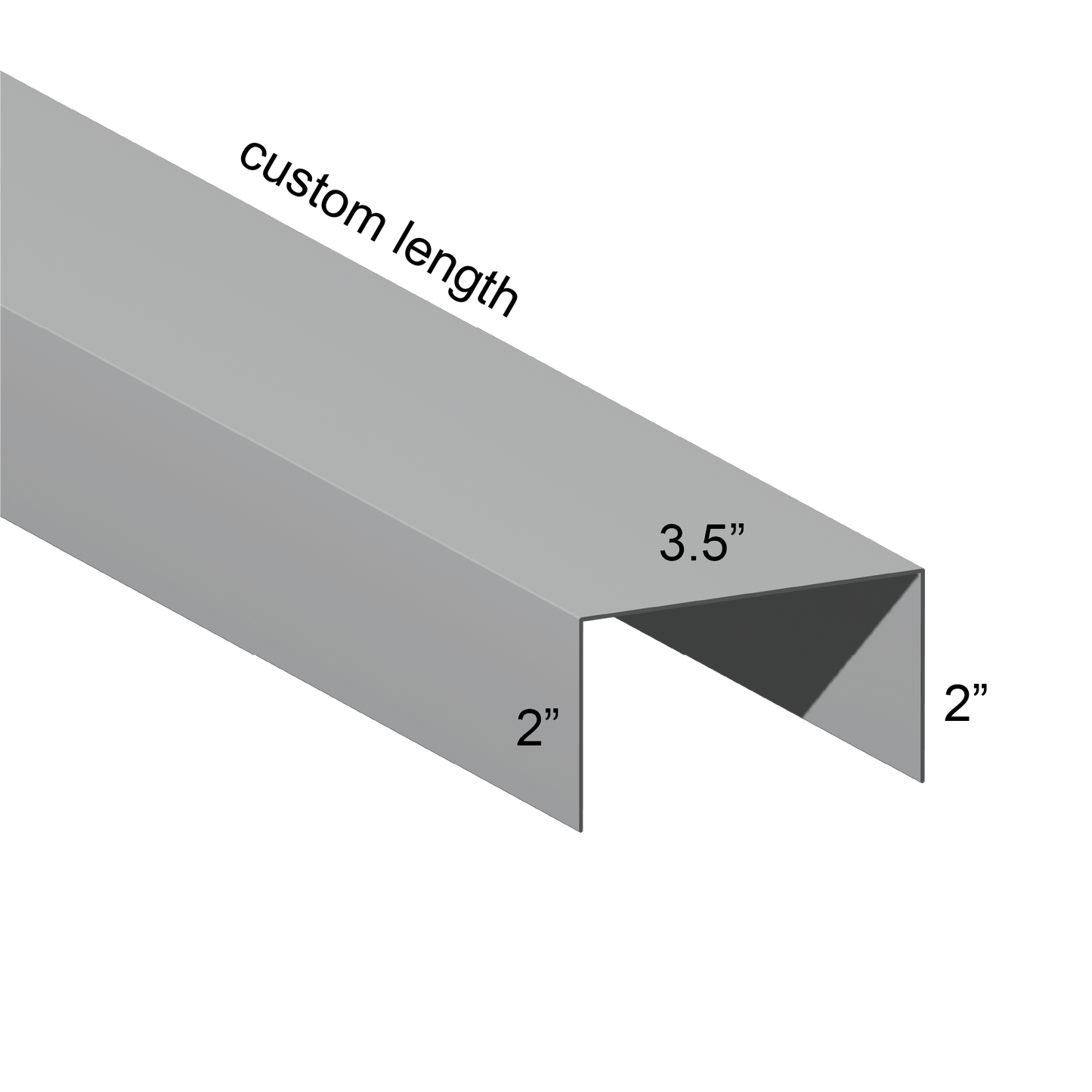 Galvanized U Channel Spec Drawing Web 3.5", Legs 2" custom length