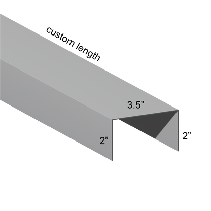 Galvanized U Channel Spec Drawing Web 3.5", Legs 2" custom length