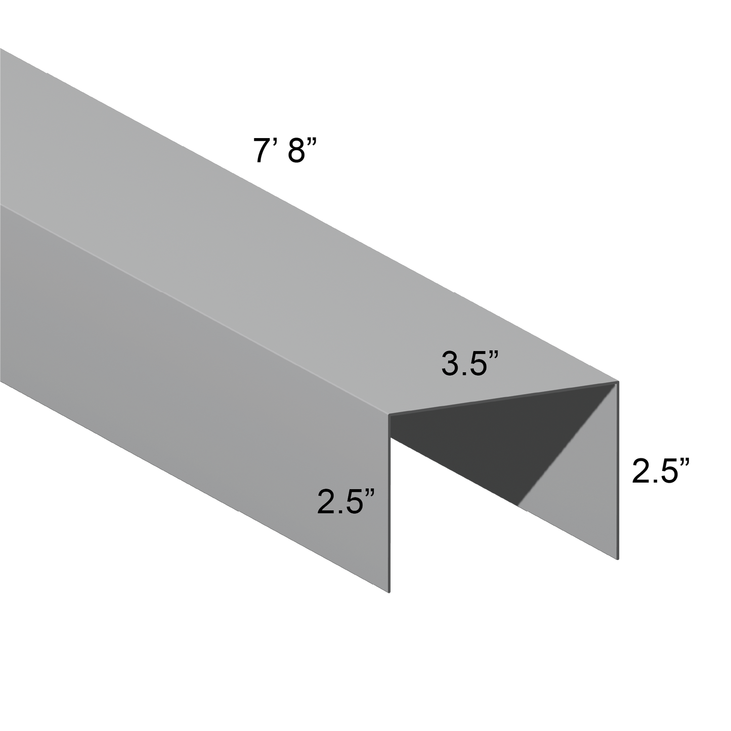 Galvanized U Channel Spec Drawing Web 3.5", Legs 2.5" 7.67ft long