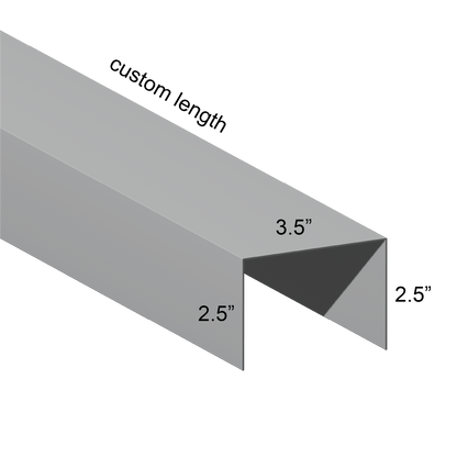 Galvanized U Channel Spec Drawing Web 3.5", Legs 2.5" custom length
