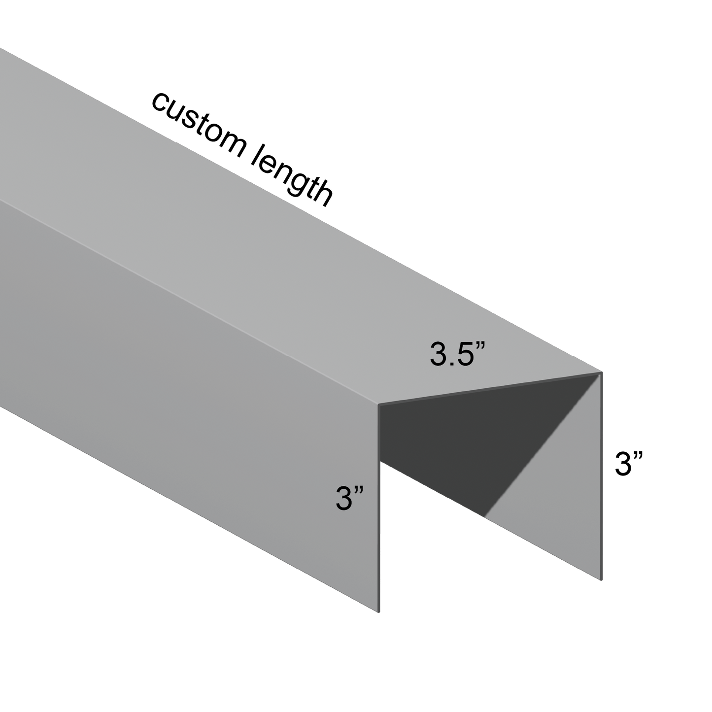 Galvanized U Channel Spec Drawing Web 3.5", Legs 3" custom length
