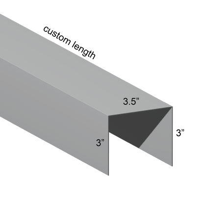 Galvanized U Channel Spec Drawing Web 3.5", Legs 3" custom length