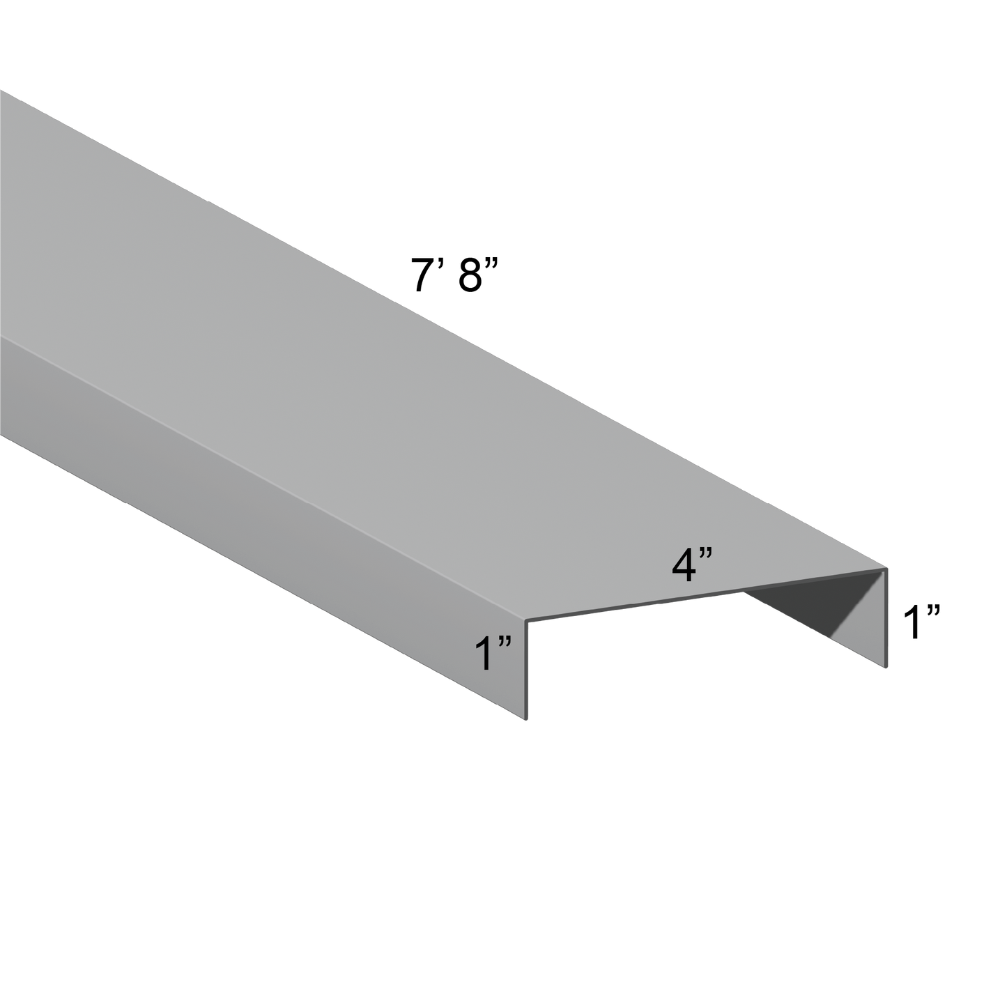 Galvanized U Channel Spec Drawing Web 4", Legs 1" 7.67ft long