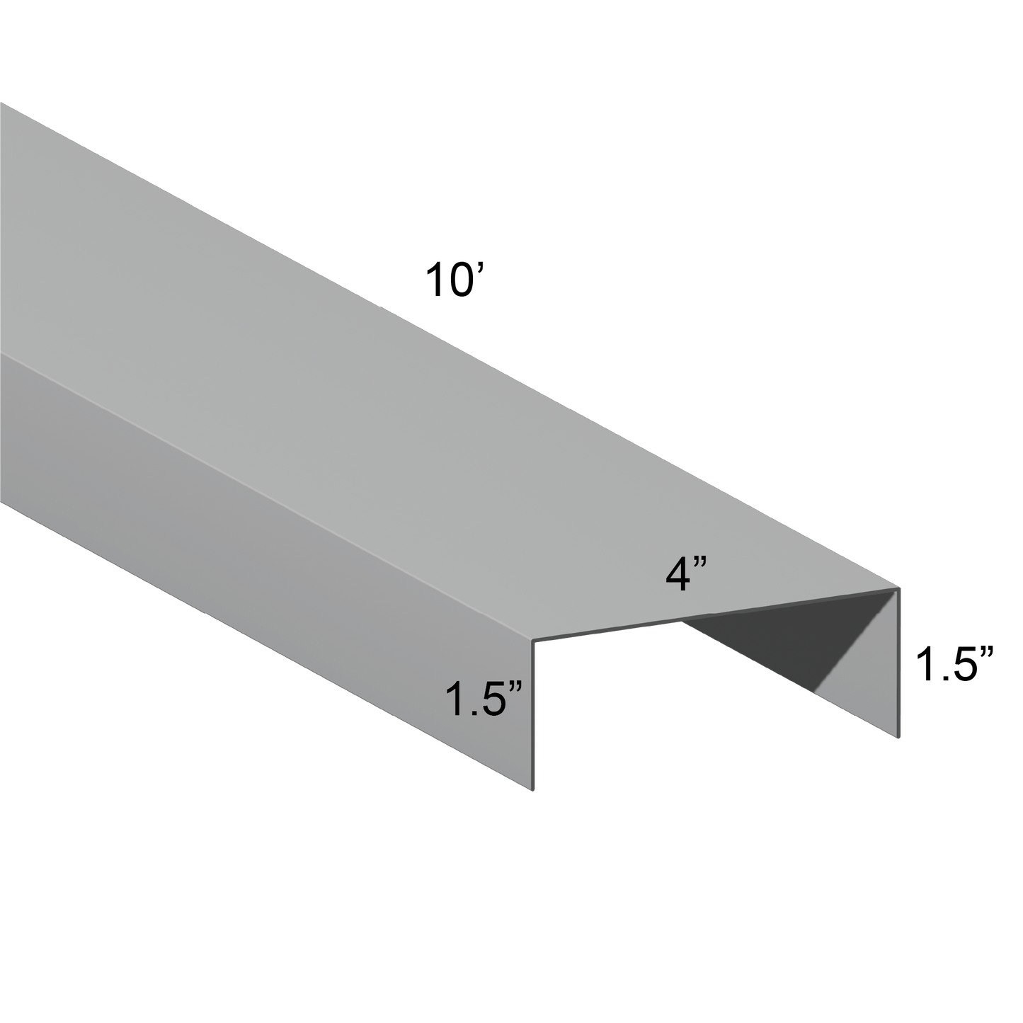Galvanized U Channel Spec Drawing Web 4", Legs 1.5" 10ft long