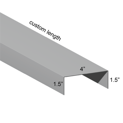 Galvanized U Channel Spec Drawing Web 4", Legs 1.5" custom length
