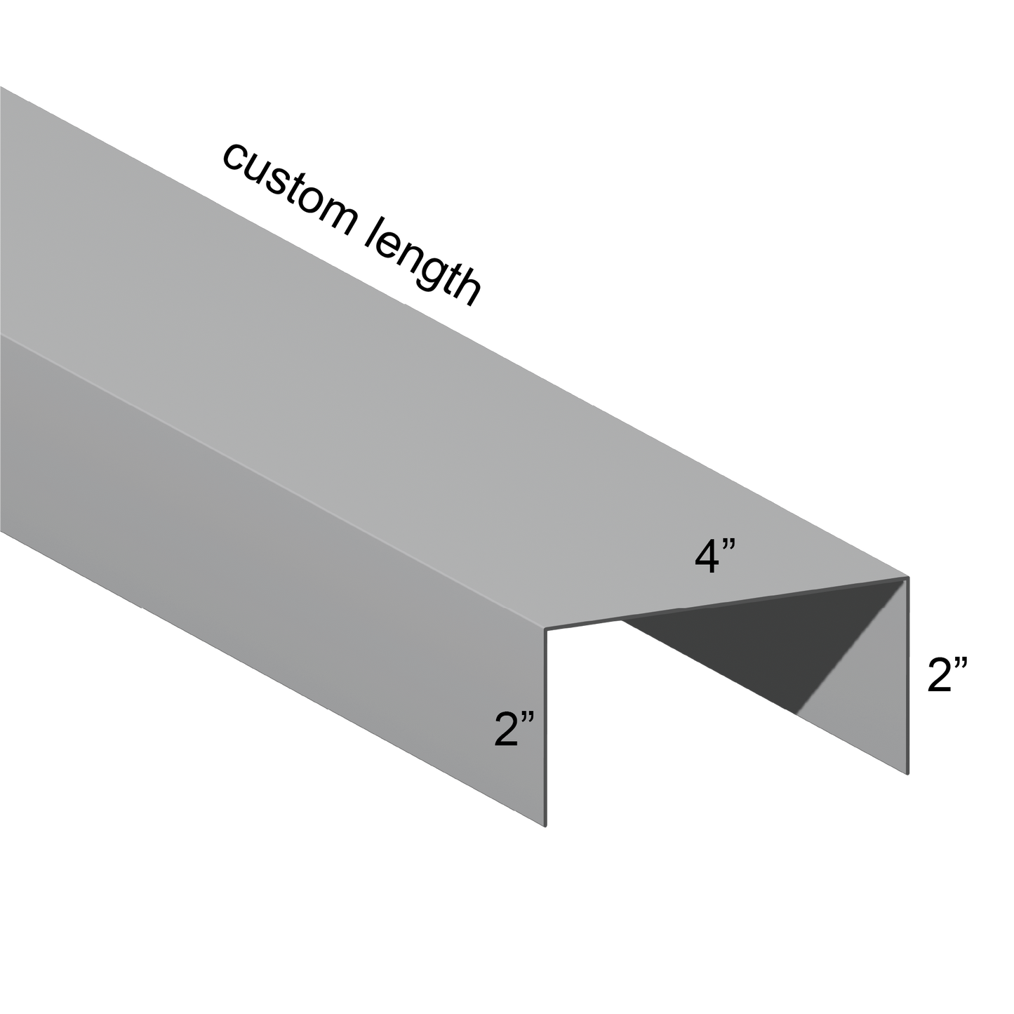 Galvanized U Channel Spec Drawing Web 4", Legs 2" custom length