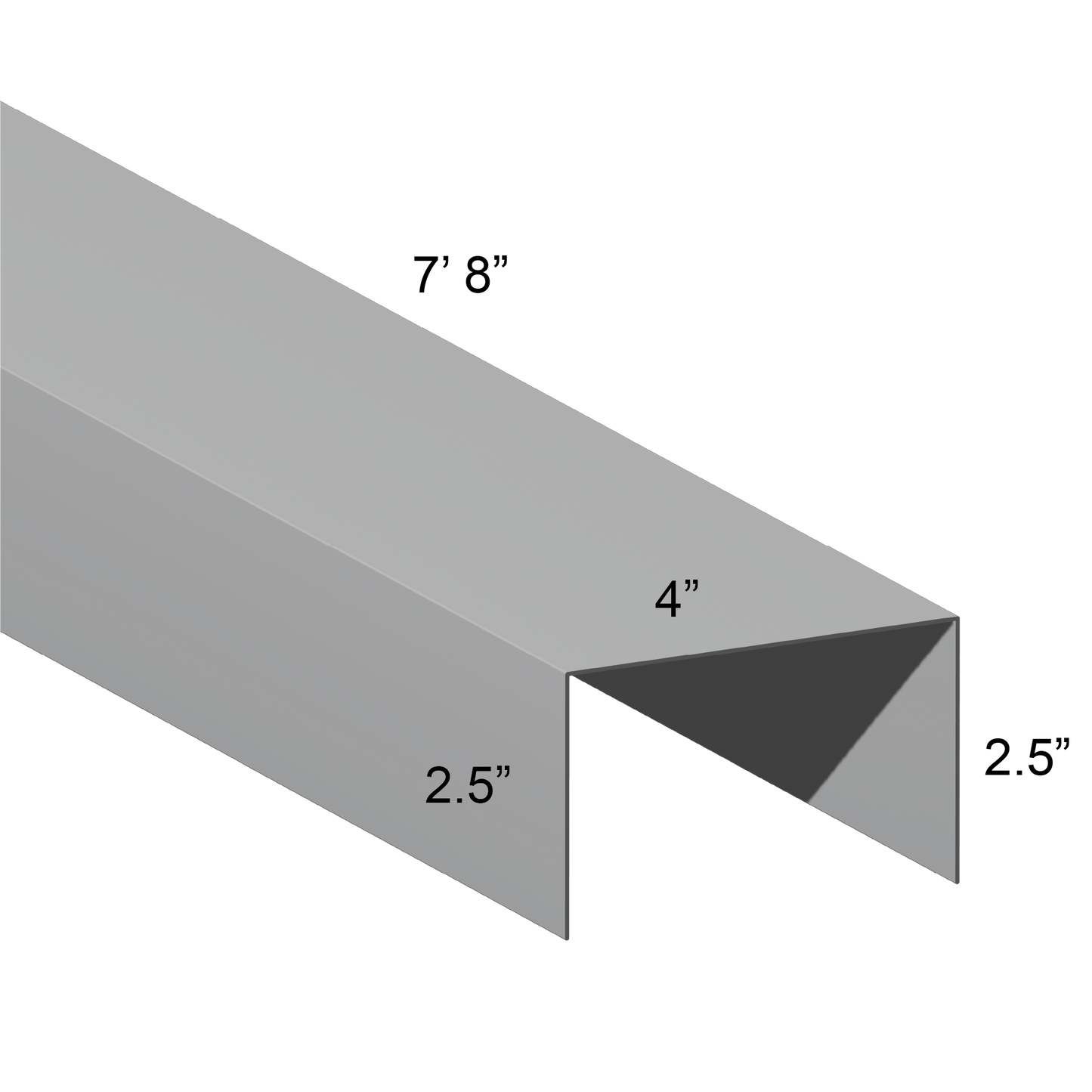 Galvanized U Channel Spec Drawing Web 4", Legs 2.5" 7.67ft long