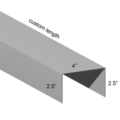 Galvanized U Channel Spec Drawing Web 4", Legs 2.5" custom length