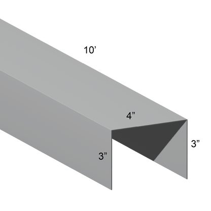 Galvanized U Channel Spec Drawing Web 4", Legs 3" 10ft long