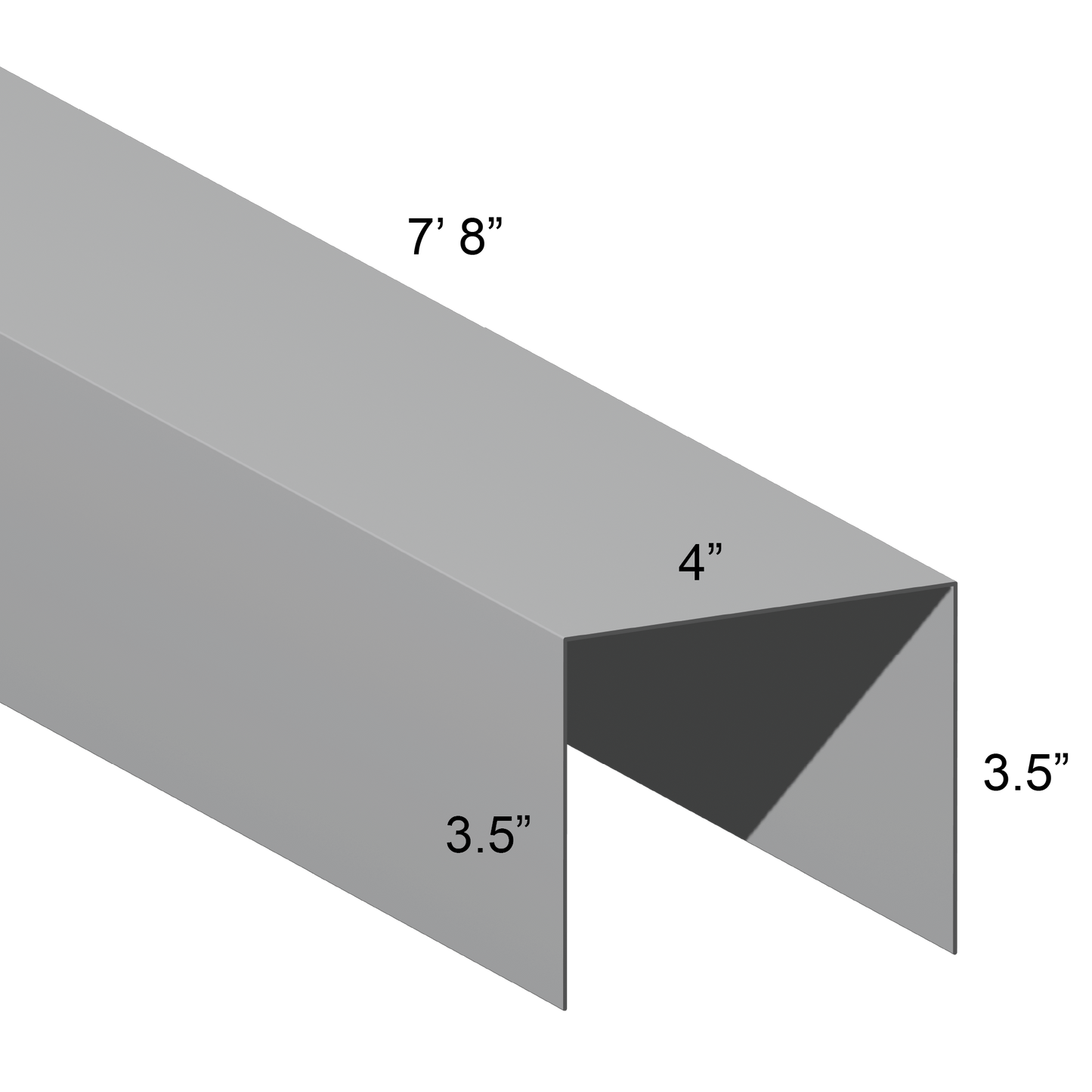 Galvanized U Channel Spec Drawing Web 4", Legs 3.5" 7.67ft long