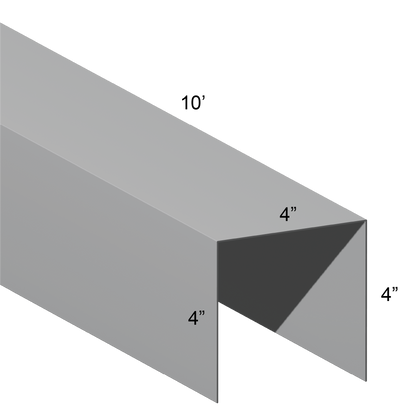 Galvanized U Channel Spec Drawing Web 4", Legs 4" 10ft long