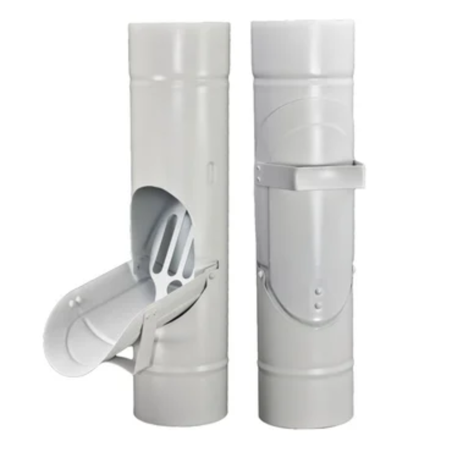 Inline Downspout Cleanouts for Painted Half-Round Gutters - 3" - Antique White
