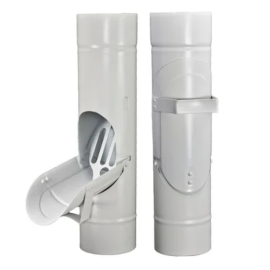 Inline Downspout Cleanouts for Painted Half-Round Gutters - 5" - Antique White