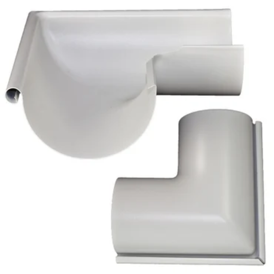 Outside Corner Miters for Painted Half-Round Gutters - 5"- Antique White