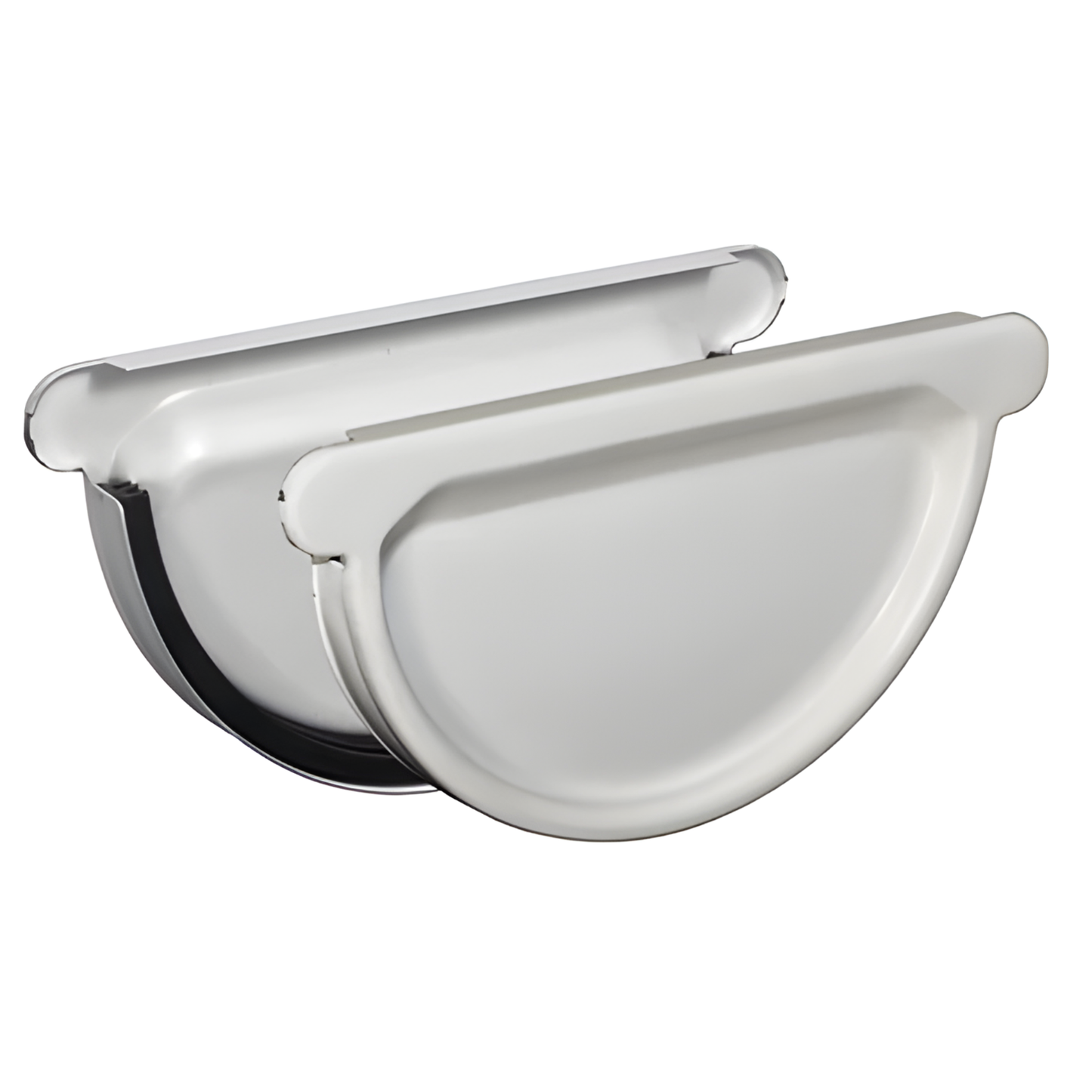 Universal Gutter Endcaps for Painted Half-Round Gutters - 6" - Antique White
