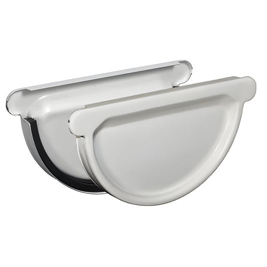 Universal Gutter Endcaps for Painted Half-Round Gutters - 5" - Antique White