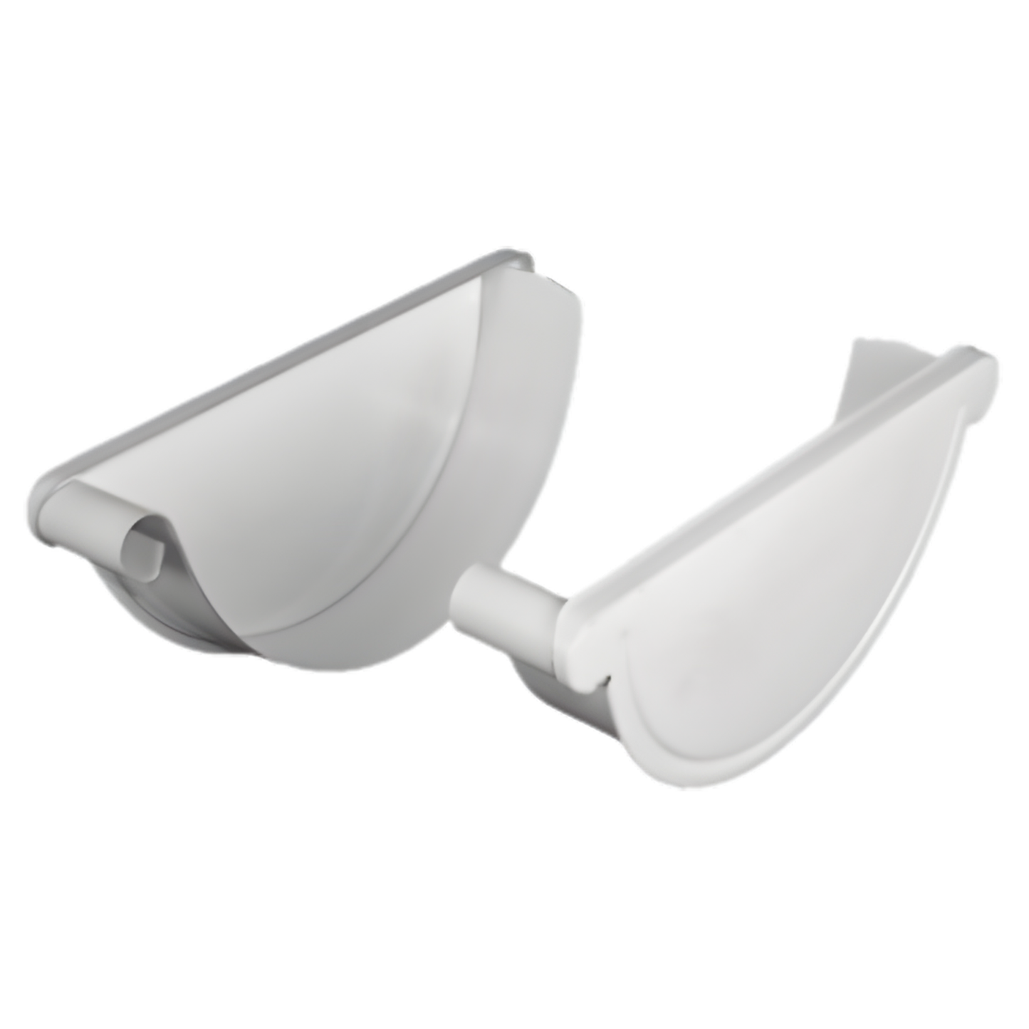 Gutter Endcaps for Painted Half-Round Gutters - 7.6" - Antique White