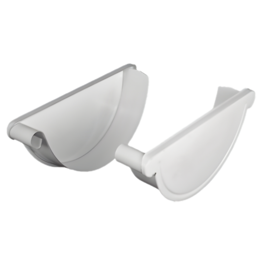 Gutter Endcaps for Painted Half-Round Gutters - 7.6" - Antique White