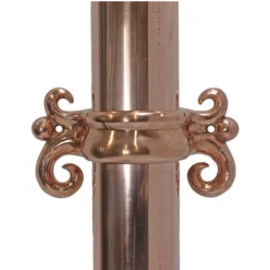 Ball & Scroll Downspout Brackets for Copper Half-Round Gutters - 3"