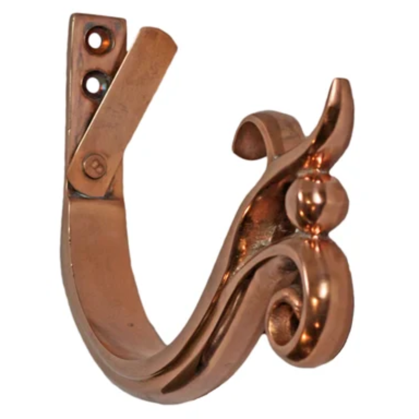 Ball & Scroll Fascia Mount Gutter Hangers for Copper Half-Round Gutters - 6"
