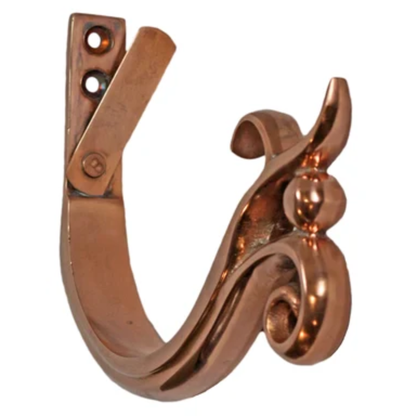 Ball & Scroll Fascia Mount Gutter Hangers for Copper Half-Round Gutters - 6"