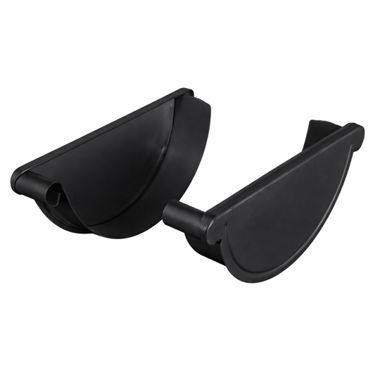 Gutter Endcaps for Painted Half-Round Gutters - 7.6" - Black