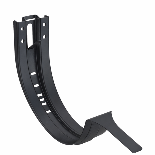 Adjustable Fascia Mount Gutter Hangers for Painted Half-Round Gutters - 5" - Black