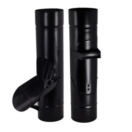 Inline Downspout Cleanouts for Painted Half-Round Gutters - 4" - Black