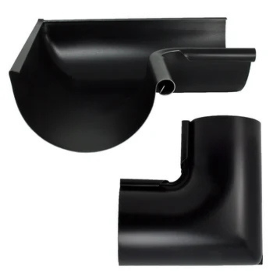 Inside Corner Miters for Painted Half-Round Gutters - 7.6" - Black