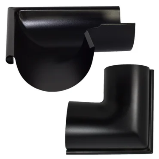 Outside Corner Miters for Painted Half-Round Gutters - 7.6" - Black