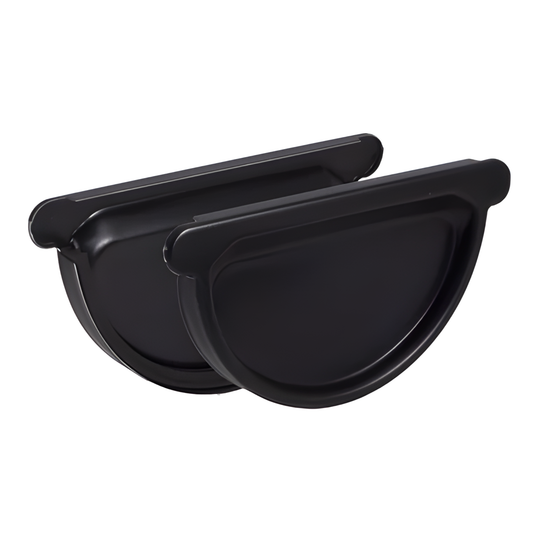 Universal Gutter Endcaps for Painted Half-Round Gutters - 6" - Black