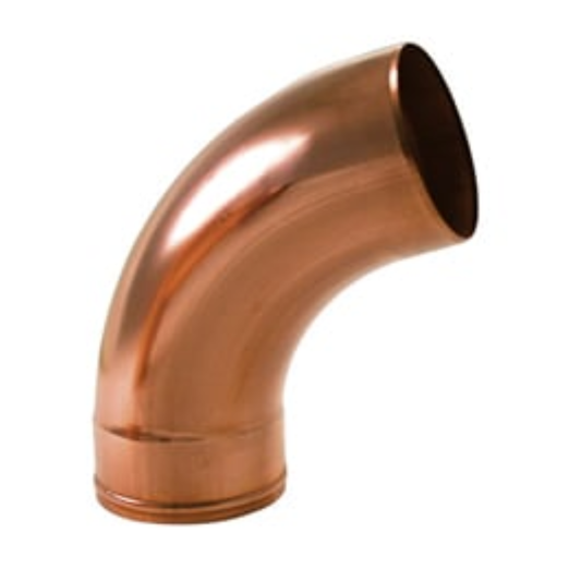 72° Downspout Beaded Ground Elbows for Copper Half-Round Gutters - 3"