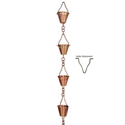 Copper Rain Chain - Shade Cup - 10'
