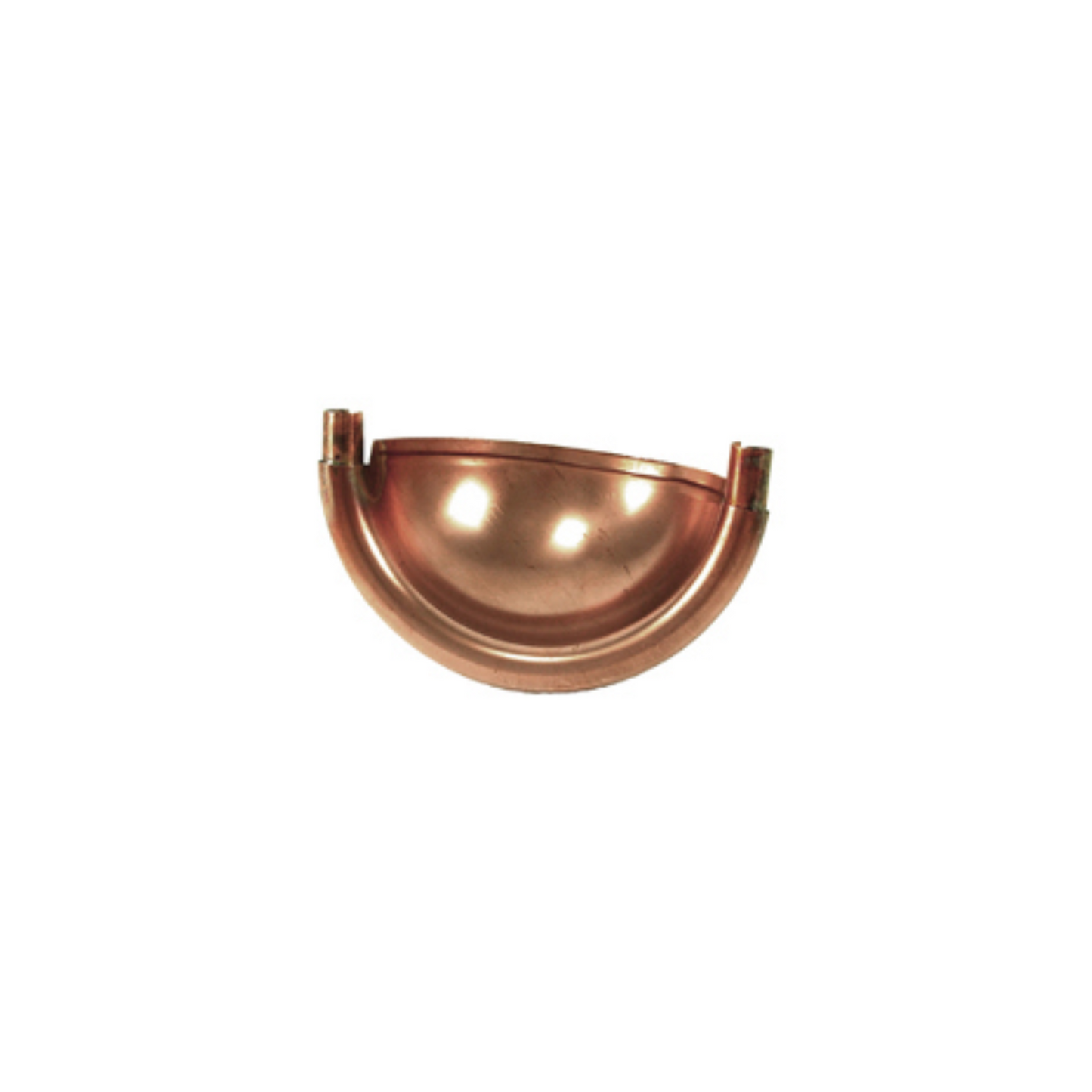 Spherical Gutter Endcaps w/ Tabs for Copper Half-Round Gutters - 4"