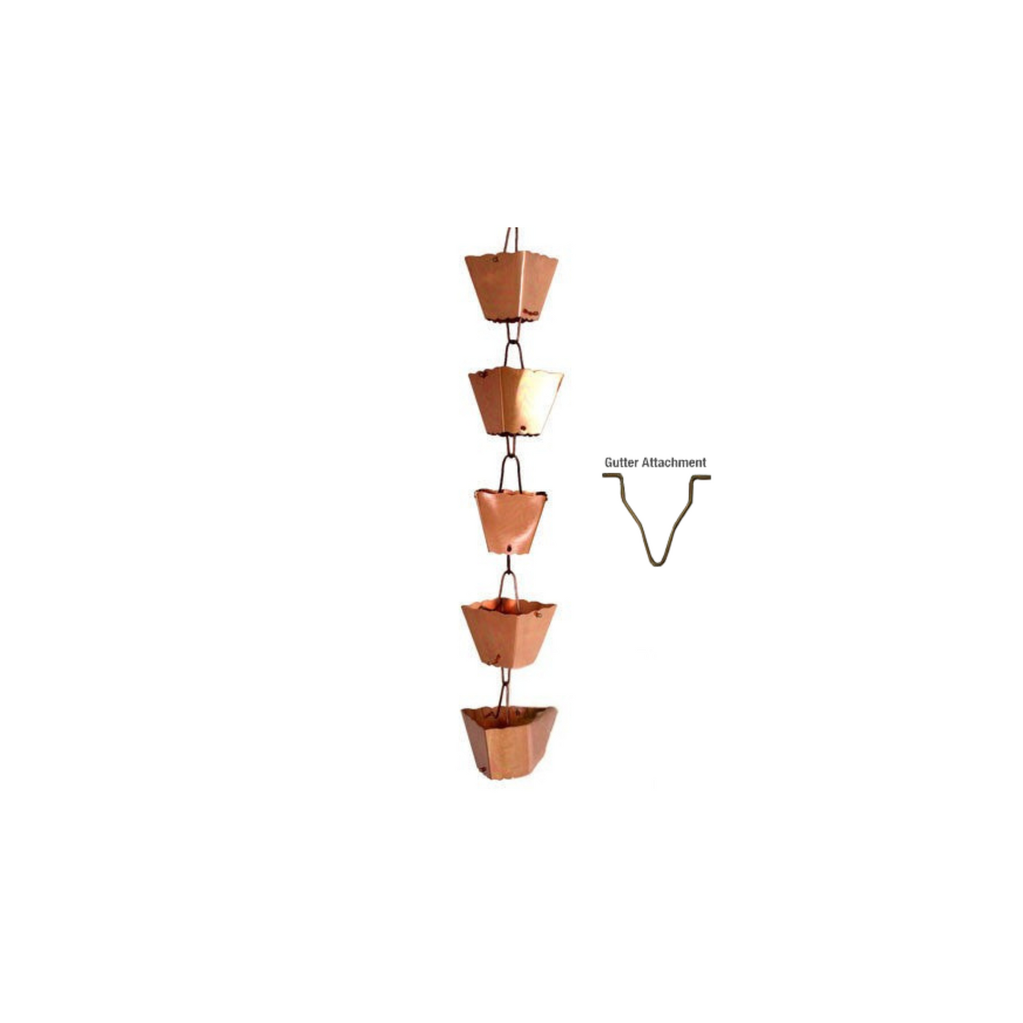 Gutter Rain ChainsShade Square Cup for Copper Half-Round Gutters - 10'