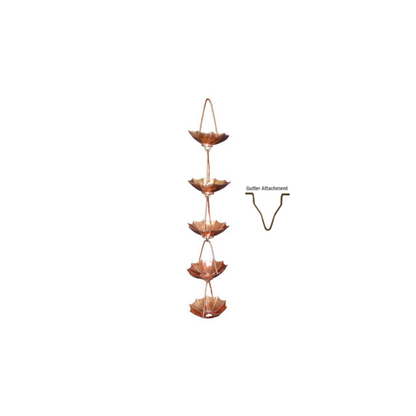 Copper Rain Chain - Umbrella Cup - 10'