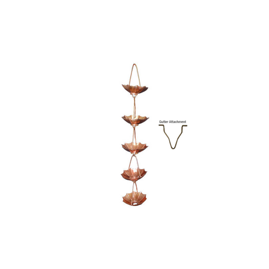 Gutter Rain Chains Umbrella Cup for Copper Half-Round Gutters - 10'