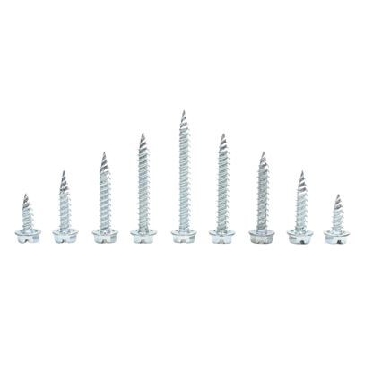 Daggerz #8 x 2" Self-Piercing Screw - Slotted Hex Washer Head, Zinc Plated (3,000 Pack)
