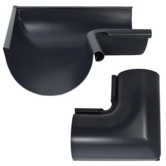 Inside Corner Miters for Painted Half-Round Gutters - 5" - Dark Charcoal