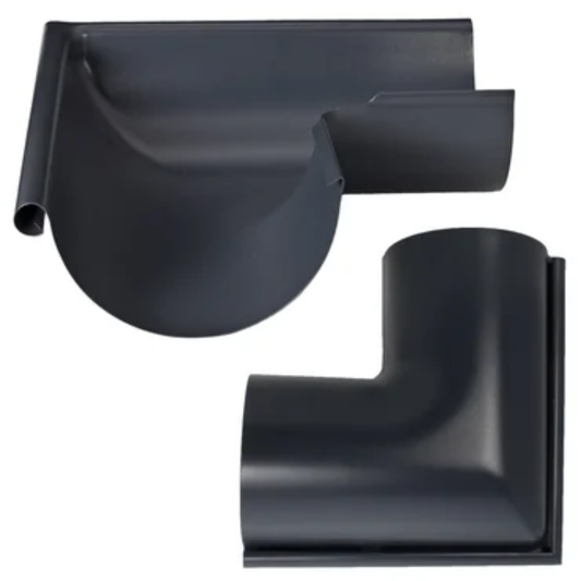 Outside Corner Miters for Painted Half-Round Gutters - 5"- Dark Charcoal