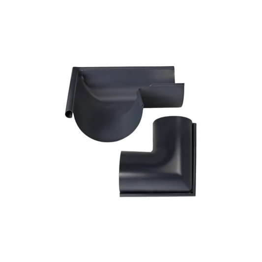 Outside Corner Miters for Painted Half-Round Gutters - 6" - Dark Charcoal